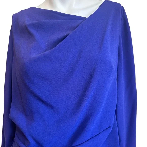 Talbot Runhof Purple Blue Long Asymmetrical Neck Designer Gown sz 14-runs small - Picture 4 of 12